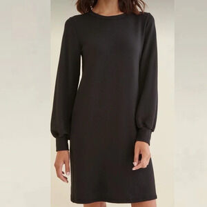 New Amour Vert Shylo Luxe Fleece Dress Black NWT Organic Casual Women’s Small